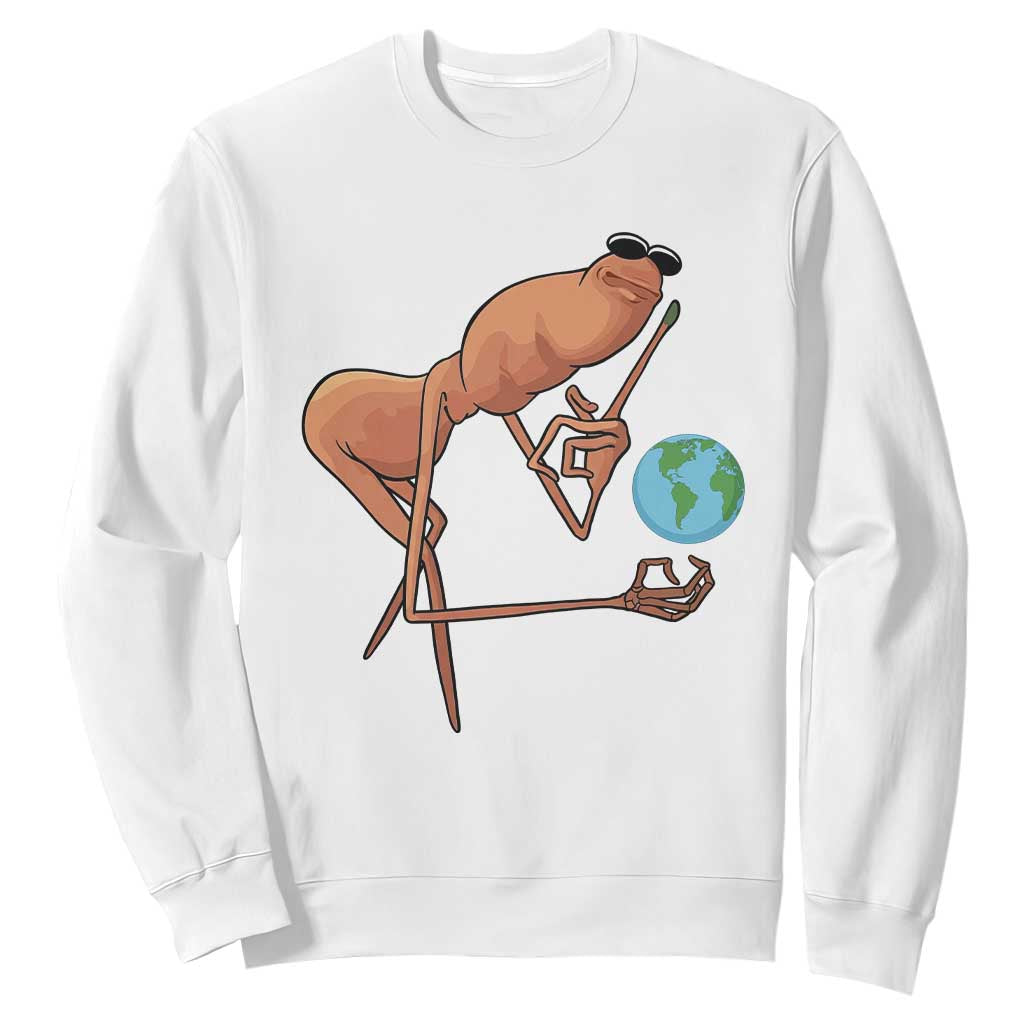 Happy Earth Day Sweatshirt Funny Marcus The Worm Eco Friendly TS14 White Print Your Wear