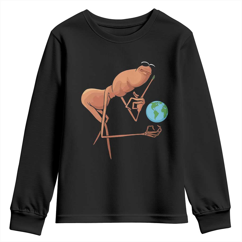 Happy Earth Day Youth Sweatshirt Funny Marcus The Worm Eco Friendly TS14 Black Print Your Wear