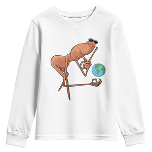 Happy Earth Day Youth Sweatshirt Funny Marcus The Worm Eco Friendly TS14 White Print Your Wear