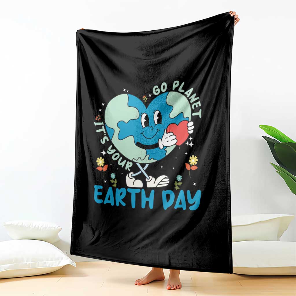Go Planet It's Your Earth Day Throw Blanket Cute Nature Lover Heart Earth TS14 Print Your Wear