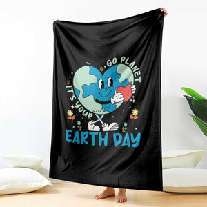 Go Planet It's Your Earth Day Throw Blanket Cute Nature Lover Heart Earth TS14 Print Your Wear