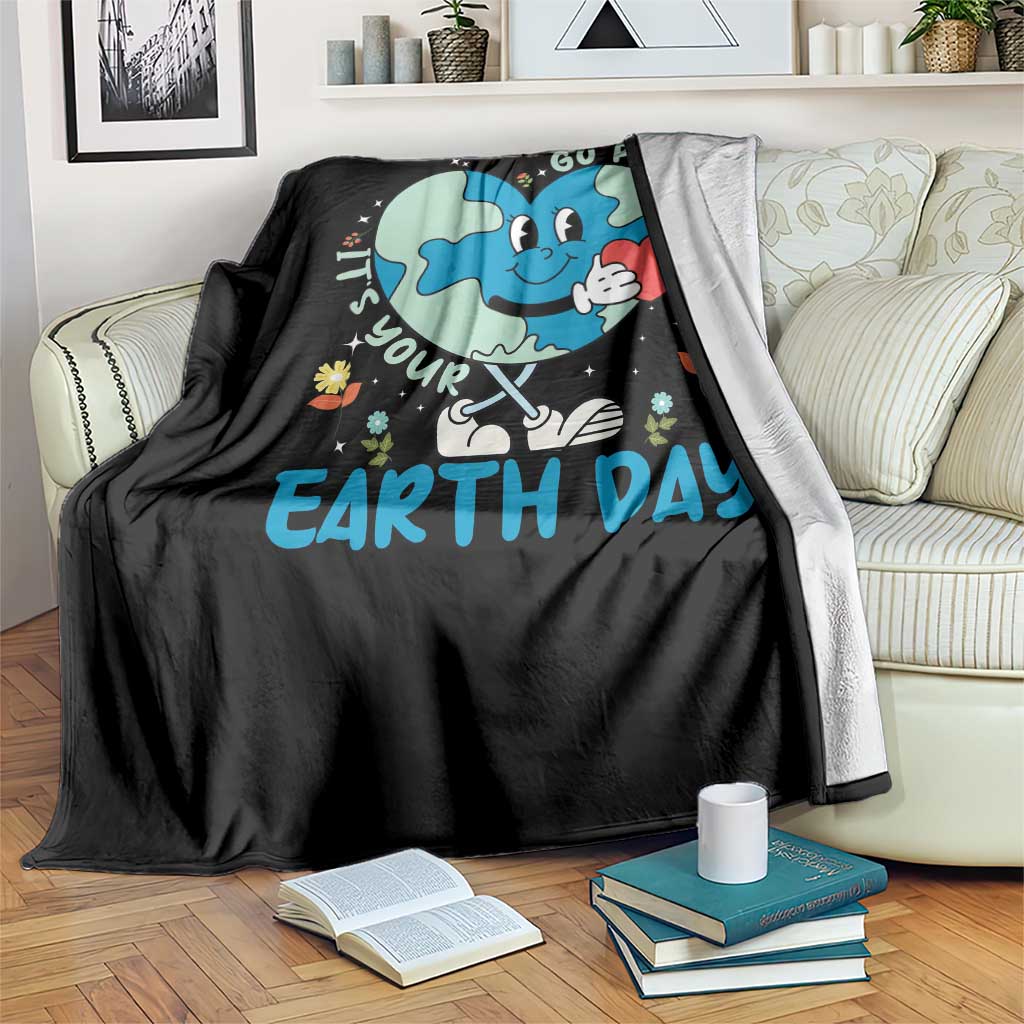 Go Planet It's Your Earth Day Throw Blanket Cute Nature Lover Heart Earth TS14 Print Your Wear