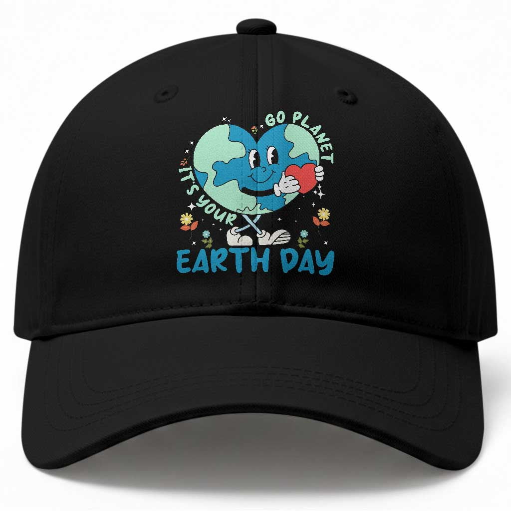 Go Planet It's Your Earth Day Baseball Cap Cute Nature Lover Heart Earth TS14 Print Your Wear