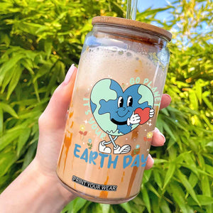 Go Planet It's Your Earth Day Glass Can Cute Nature Lover Heart Earth TS14 Black Print Your Wear