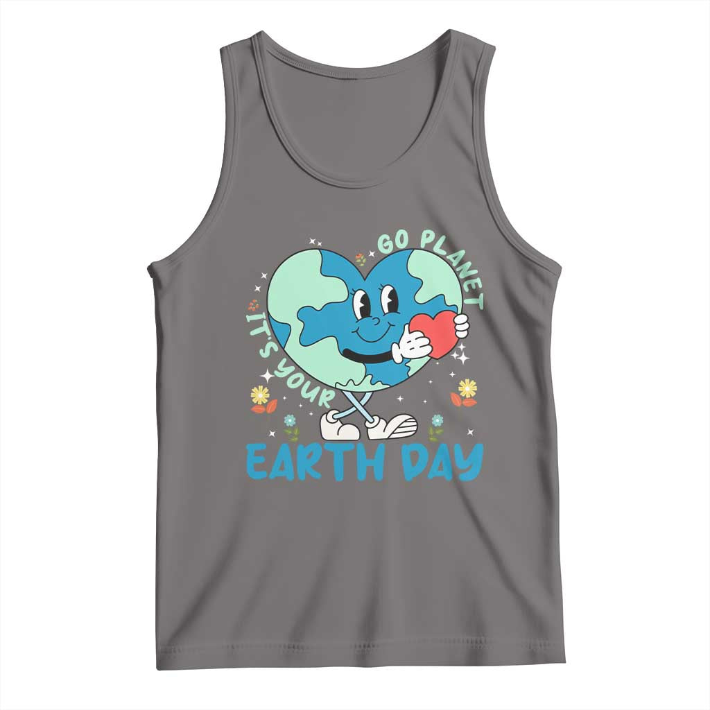 Go Planet It's Your Earth Day Tank Top Cute Nature Lover Heart Earth TS14 Deep Heather Print Your Wear