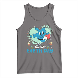 Go Planet It's Your Earth Day Tank Top Cute Nature Lover Heart Earth TS14 Deep Heather Print Your Wear
