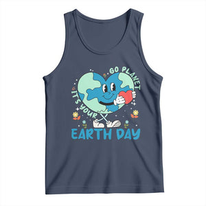 Go Planet It's Your Earth Day Tank Top Cute Nature Lover Heart Earth TS14 Navy Print Your Wear