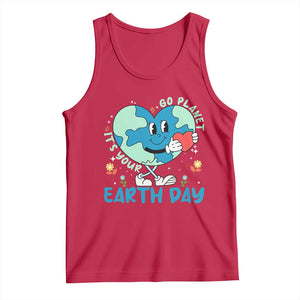 Go Planet It's Your Earth Day Tank Top Cute Nature Lover Heart Earth TS14 Red Print Your Wear