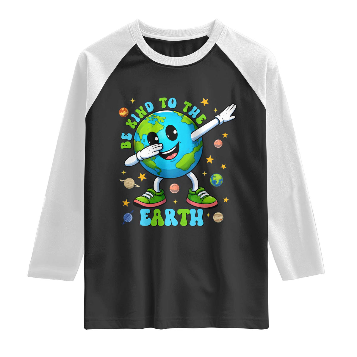 Be Kind To The Earth Raglan Shirt Cute Environmental Awareness Earth Day TS14 Black White Print Your Wear