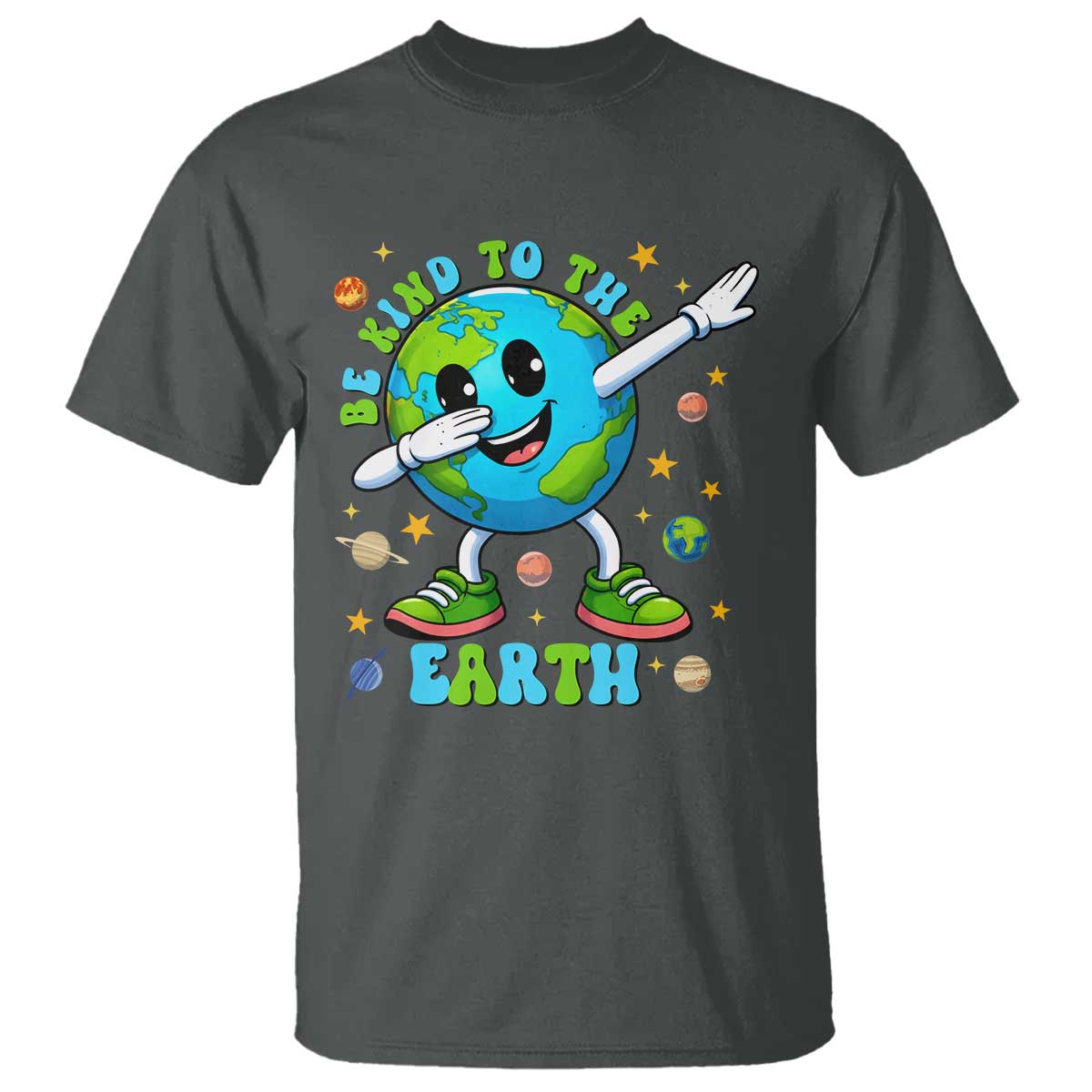 Be Kind To The Earth T Shirt Cute Environmental Awareness Earth Day TS14 Dark Heather Print Your Wear