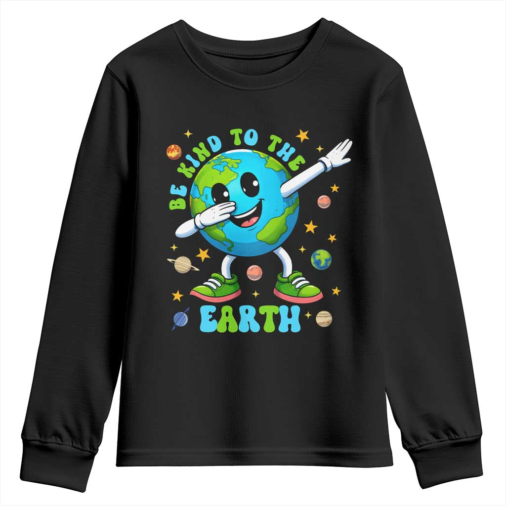 Be Kind To The Earth Youth Sweatshirt Cute Environmental Awareness Earth Day TS14 Black Print Your Wear