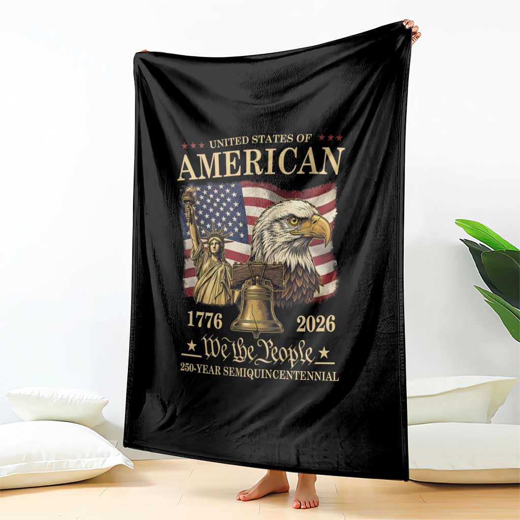USA 250th Anniversary Throw Blanket America 1776-2026 Patriotic Eagle Liberty Bell TS14 Print Your Wear