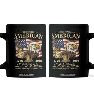 USA 250th Anniversary Coffee Mug America 1776-2026 Patriotic Eagle Liberty Bell TS14 Black Print Your Wear