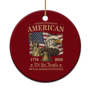 USA 250th Anniversary Ceramic Ornament America 1776-2026 Patriotic Eagle Liberty Bell TS14 1pc Red Print Your Wear