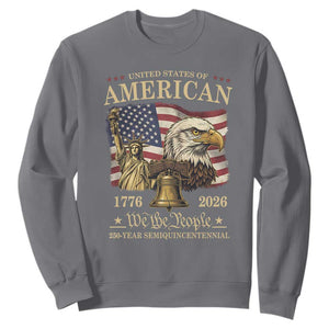 USA 250th Anniversary Sweatshirt America 1776-2026 Patriotic Eagle Liberty Bell TS14 Charcoal Print Your Wear