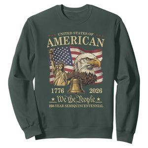 USA 250th Anniversary Sweatshirt America 1776-2026 Patriotic Eagle Liberty Bell TS14 Dark Forest Green Print Your Wear