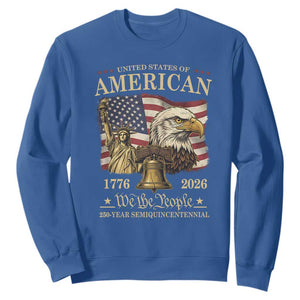 USA 250th Anniversary Sweatshirt America 1776-2026 Patriotic Eagle Liberty Bell TS14 Royal Blue Print Your Wear