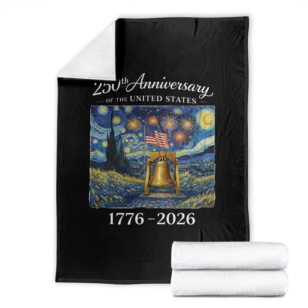 USA 250th Anniversary Throw Blanket Liberty Bell 17762026 Patriotic American Flag Starry Night TS14 Black Print Your Wear