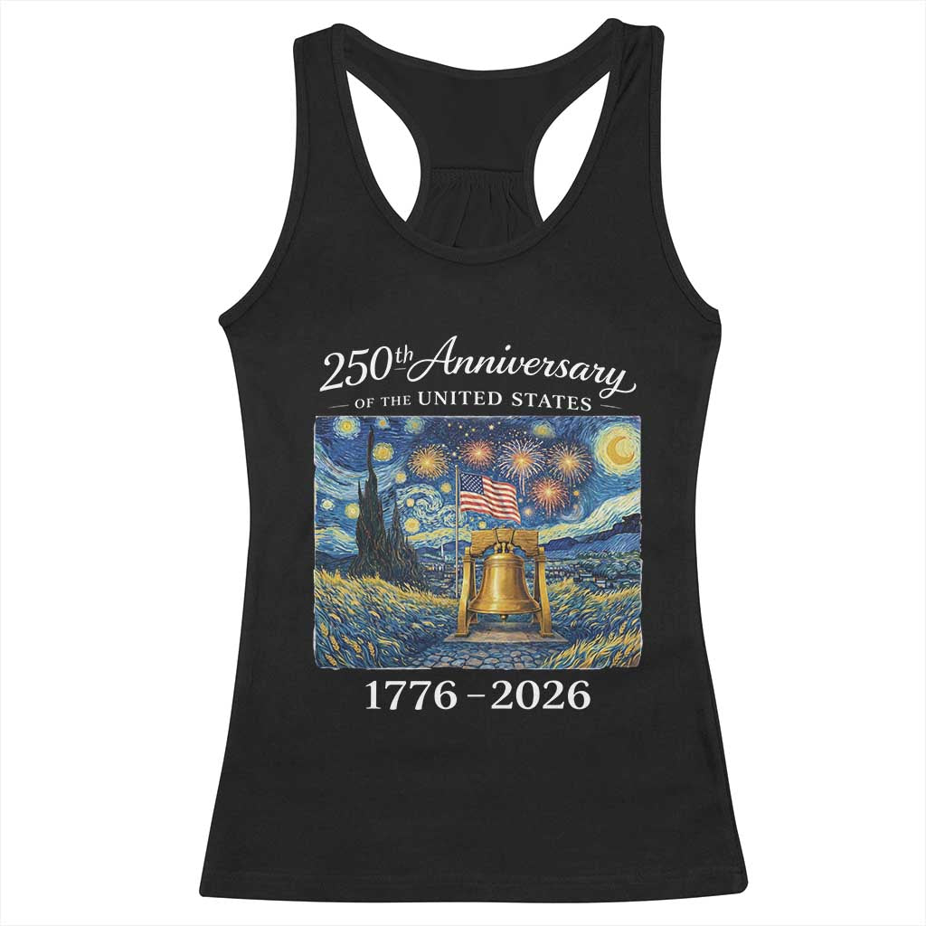 USA 250th Anniversary Racerback Tank Top Liberty Bell 17762026 Patriotic American Flag Starry Night TS14 Black Print Your Wear