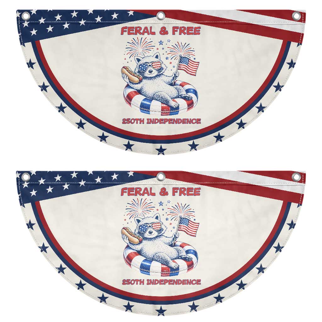 Feral and Free Funny Raccoon 4th of July Patriotic Fan Flag 250 Years Of Freedom TS14 2pcs pack Classic Beige Print Your Wear