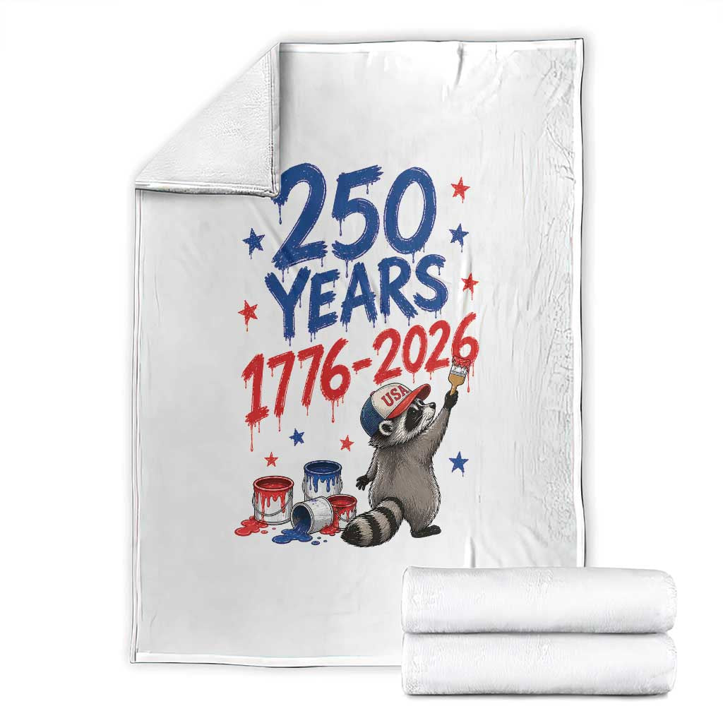250th Anniversary USA Throw Blanket Patriotic Raccoon American Flag 4th of July TS14 White Print Your Wear