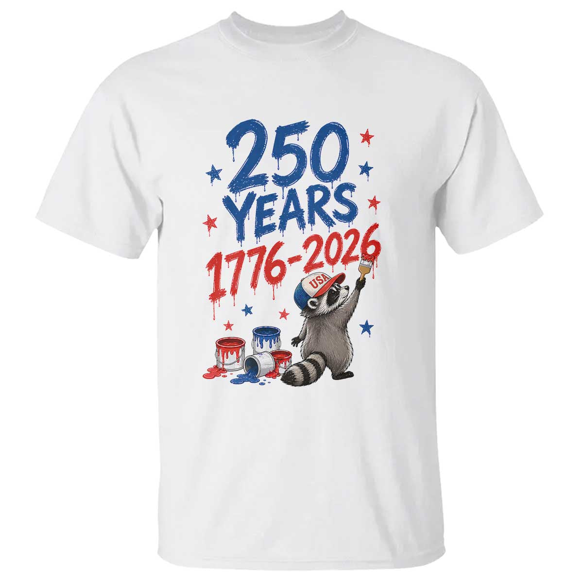 250th Anniversary USA T Shirt Patriotic Raccoon American Flag 4th of July TS14 White Print Your Wear