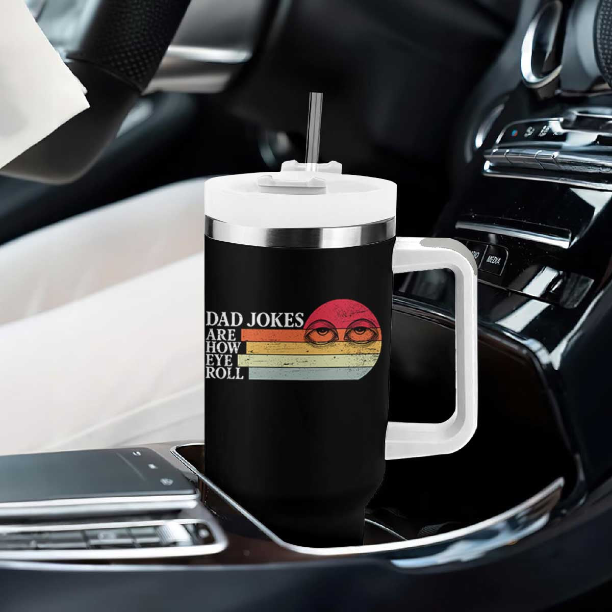 Dad Jokes are How Eye Roll Tumbler With Handle Funny Father's Day Gift TS14 Print Your Wear