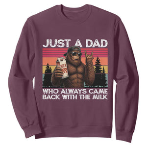 Just a Dad Who Always Came Back with The Milk Sweatshirt Funny Father's Day Gift TS14 Maroon Print Your Wear