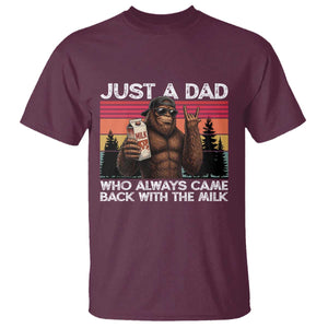 Just a Dad Who Always Came Back with The Milk T Shirt Funny Father's Day Gift TS14 Maroon Print Your Wear