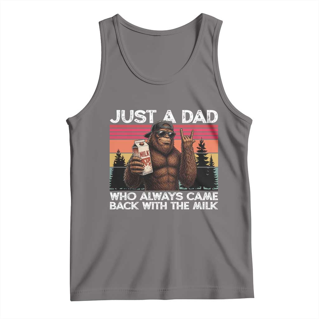 Just a Dad Who Always Came Back with The Milk Tank Top Funny Father's Day Gift TS14 Deep Heather Print Your Wear