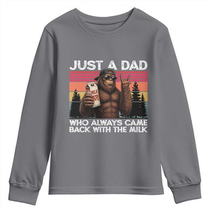 Just a Dad Who Always Came Back with The Milk Youth Sweatshirt Funny Father's Day Gift TS14 Charcoal Print Your Wear