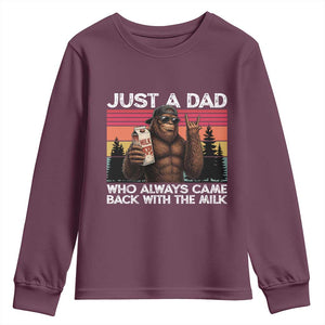 Just a Dad Who Always Came Back with The Milk Youth Sweatshirt Funny Father's Day Gift TS14 Maroon Print Your Wear