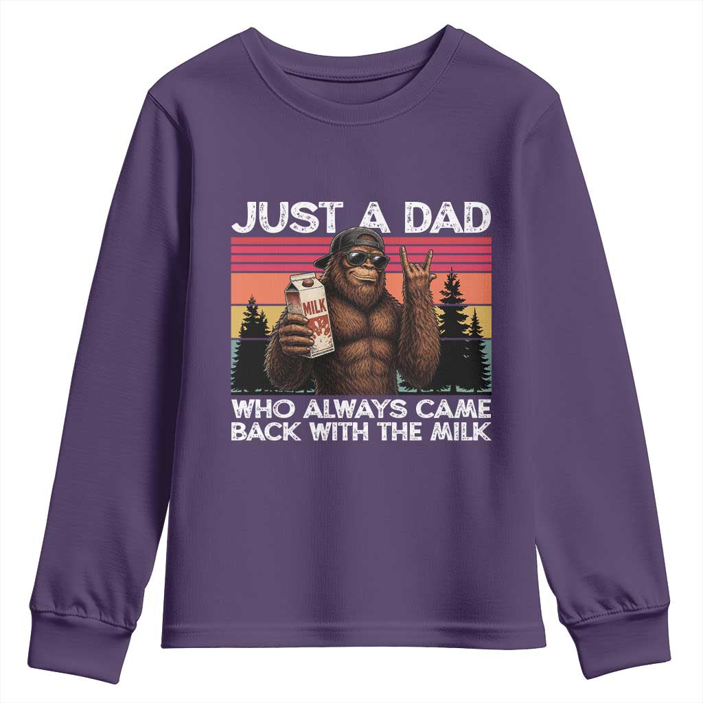 Just a Dad Who Always Came Back with The Milk Youth Sweatshirt Funny Father's Day Gift TS14 Purple Print Your Wear