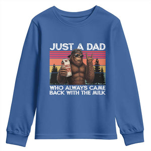 Just a Dad Who Always Came Back with The Milk Youth Sweatshirt Funny Father's Day Gift TS14 Royal Blue Print Your Wear