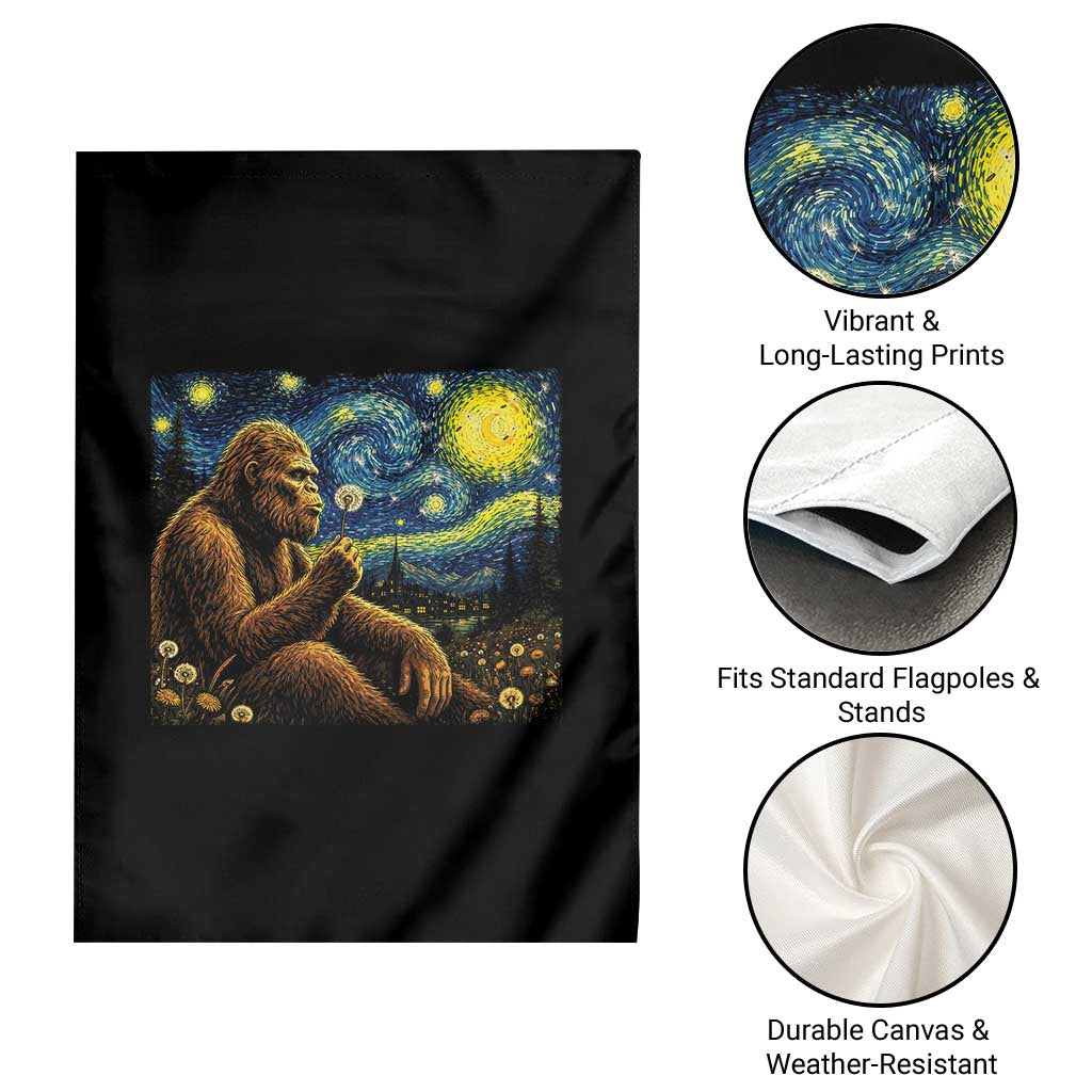 Bigfoot Blowing Dandelion Starry Night Garden Flag Cryptid Mythical Creature National Park Monster Gift TS14 Print Your Wear