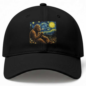 Bigfoot Blowing Dandelion Starry Night Baseball Cap Cryptid Mythical Creature National Park Monster Gift TS14 Print Your Wear