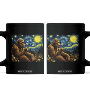 Bigfoot Blowing Dandelion Starry Night Coffee Mug Cryptid Mythical Creature National Park Monster Gift TS14 Black Print Your Wear