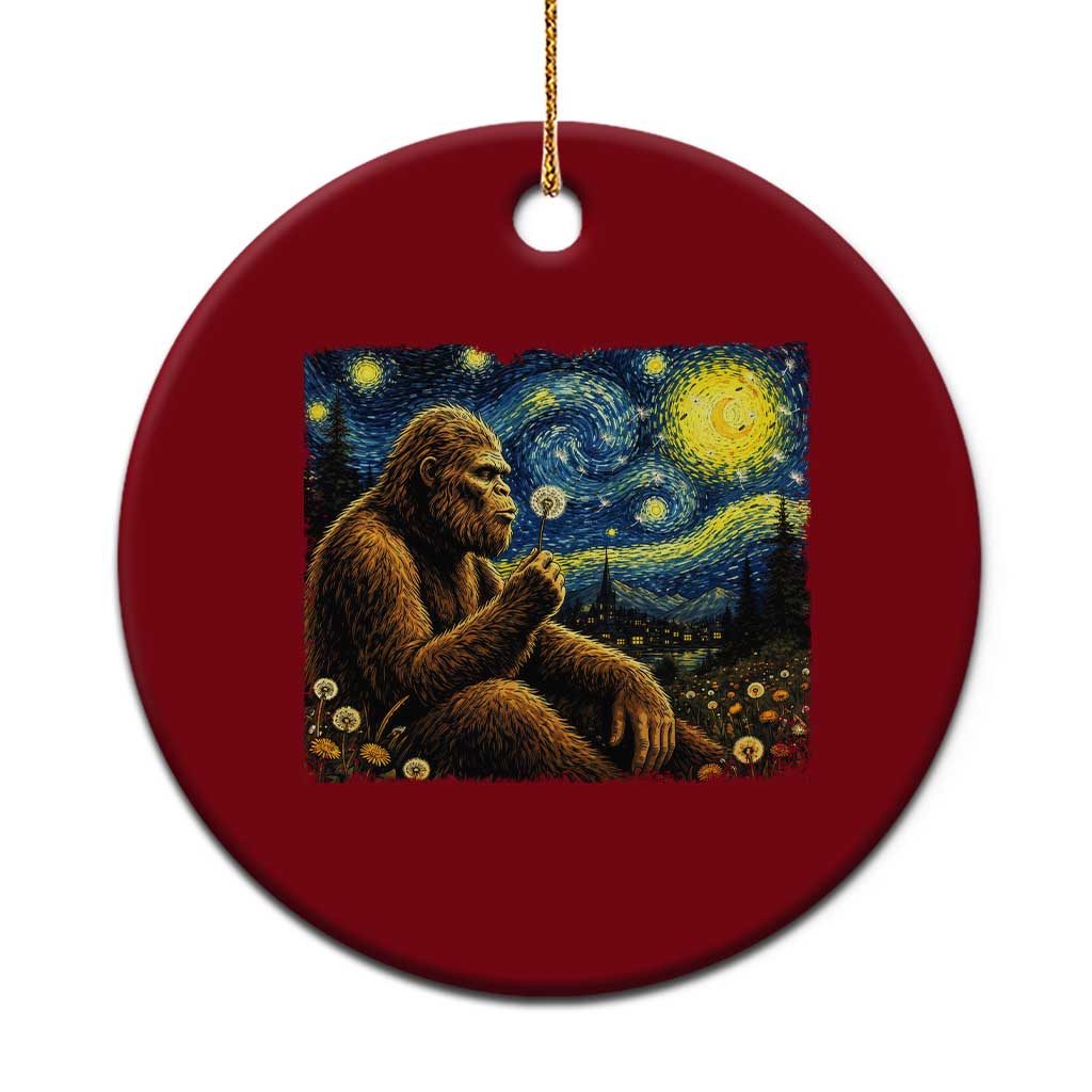 Bigfoot Blowing Dandelion Starry Night Ceramic Ornament Cryptid Mythical Creature National Park Monster Gift TS14 1pc Red Print Your Wear