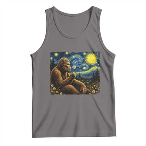 Bigfoot Blowing Dandelion Starry Night Tank Top Cryptid Mythical Creature National Park Monster Gift TS14 Deep Heather Print Your Wear
