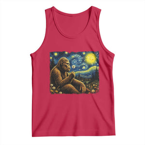 Bigfoot Blowing Dandelion Starry Night Tank Top Cryptid Mythical Creature National Park Monster Gift TS14 Red Print Your Wear