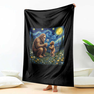 Bigfoot Blowing Dandelion Starry Night Throw Blanket Sasquatch Dad Fathers Day Father Son Matching TS14 Print Your Wear