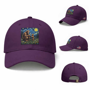 Bigfoot Blowing Dandelion Starry Night Baseball Cap Sasquatch Dad Fathers Day Father Son Matching TS14 Baseball Cap Universal Fit Purple Print Your Wear