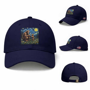 Bigfoot Blowing Dandelion Starry Night Baseball Cap Sasquatch Dad Fathers Day Father Son Matching TS14 Baseball Cap Universal Fit Dark Blue Print Your Wear