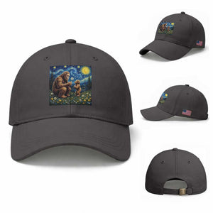 Bigfoot Blowing Dandelion Starry Night Baseball Cap Sasquatch Dad Fathers Day Father Son Matching TS14 Baseball Cap Universal Fit Dark Gray Print Your Wear