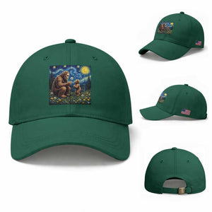 Bigfoot Blowing Dandelion Starry Night Baseball Cap Sasquatch Dad Fathers Day Father Son Matching TS14 Baseball Cap Universal Fit Irish Green Print Your Wear