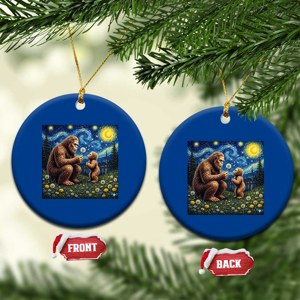 Bigfoot Blowing Dandelion Starry Night Ceramic Ornament Sasquatch Dad Fathers Day Father Son Matching TS14 1pc Blue Print Your Wear