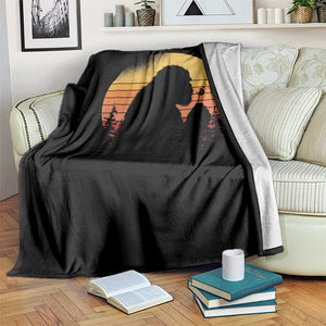 Bigfoot Blowing Dandelion Throw Blanket Retro Sunset Forest TS14 Print Your Wear