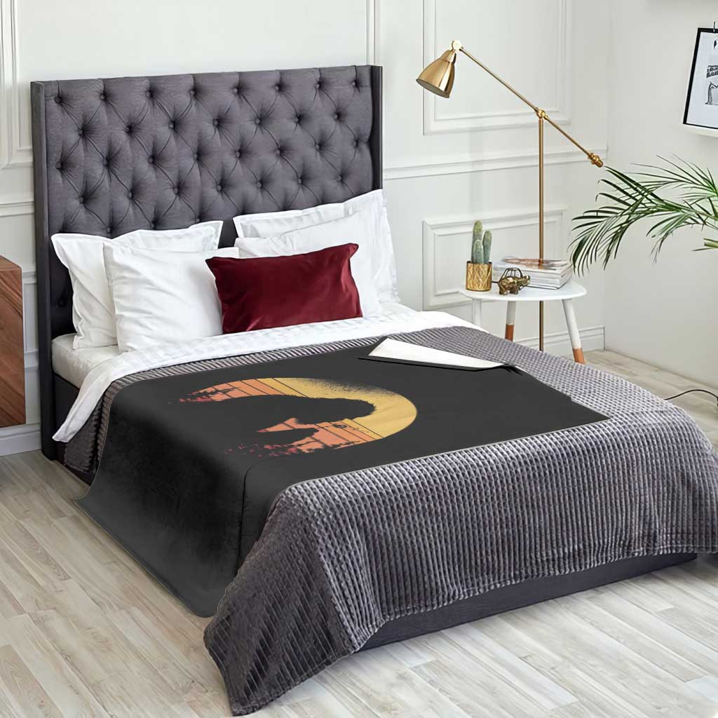 Bigfoot Blowing Dandelion Throw Blanket Retro Sunset Forest TS14 Print Your Wear