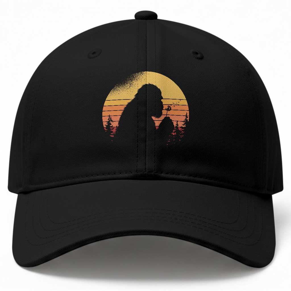 Bigfoot Blowing Dandelion Baseball Cap Retro Sunset Forest TS14 Print Your Wear