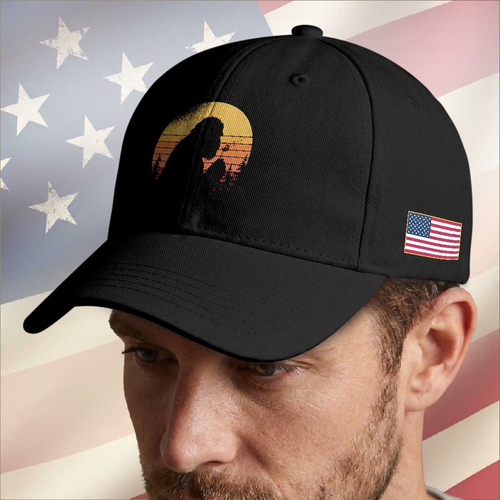Bigfoot Blowing Dandelion Baseball Cap Retro Sunset Forest TS14 Print Your Wear